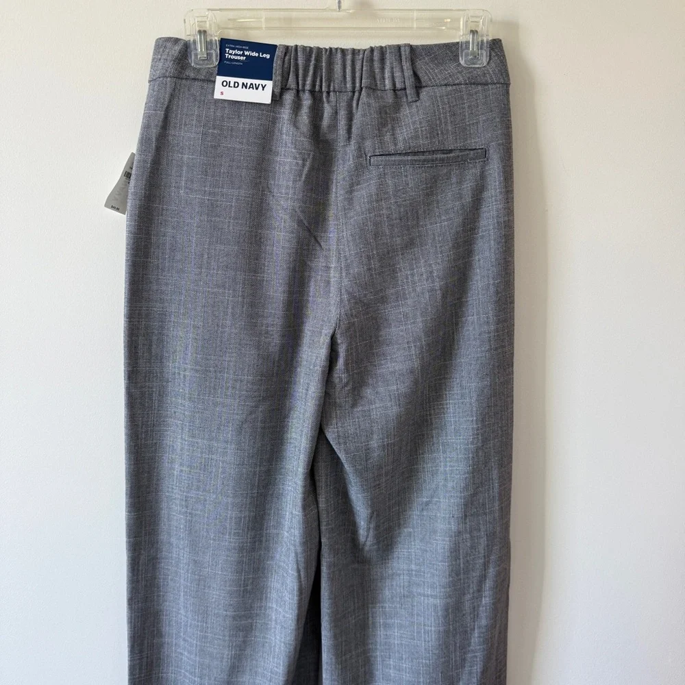 Old Navy Gray Heather Taylor Wide Leg Trousers Suit Pants Extra High Rise Small - Picture 6 of 8